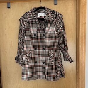 Zara Plaid Double-Breasted Women's Coat